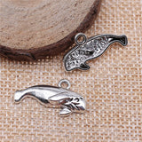 WYSIWYG 10pcs 24x13mm Manatee Charms Antique Silver Color Pendant Charms For Jewelry Making Jewelry Findings