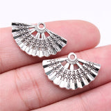 WYSIWYG 10pcs 24x15mm Charms Fan Charms For Jewelry Making DIY Jewelry Findings Antique Silver Color Alloy Charms Pendant