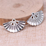 WYSIWYG 10pcs 24x15mm Charms Fan Charms For Jewelry Making DIY Jewelry Findings Antique Silver Color Alloy Charms Pendant