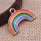 WYSIWYG 10pcs 24x18mm KC Gold Color Rainbow Charms Pendant For Jewelry Making Earring Making Accessories