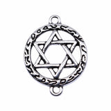WYSIWYG 10pcs 24x18mm Star Of David Connector Pendant Charms Antique Silver Color For Jewelry Making Jewelry Findings
