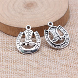 WYSIWYG 10pcs 24x19mm Antique Silver Color Cowboy Horseshoe Boot Charms For Jewelry Making