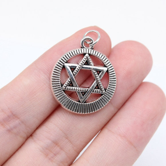 WYSIWYG 10pcs 24x20mm Antique Silver Color Hexagram Charms For Jewelry Making