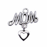WYSIWYG 10pcs 24x20mm Antique Silver Color Mom Heart Charms Pendant For Jewelry Making DIY Jewelry Findings