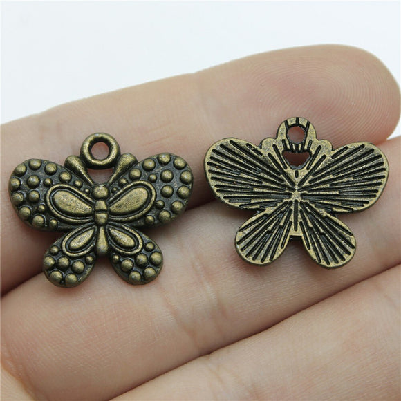 WYSIWYG 10pcs 24x21mm Butterfly Charms For Jewelry Making Vintage Antique Bronze Color Jewelry Findings