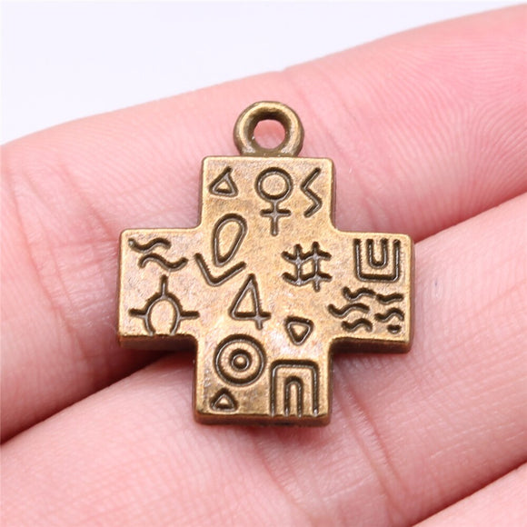 WYSIWYG 10pcs 24x21mm Cross Charms Antique Bronze Color Charms For Jewelry Making Jewelry Findings