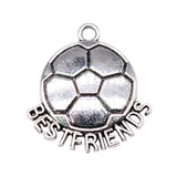 WYSIWYG 10pcs 24x22mm Best Friends Football Charms Antique Silver Color For DIY Jewelry Making Zinc Alloy Charms