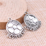 WYSIWYG 10pcs 24x22mm Best Friends Football Charms Antique Silver Color For DIY Jewelry Making Zinc Alloy Charms