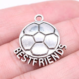 WYSIWYG 10pcs 24x22mm Best Friends Football Charms Antique Silver Color For DIY Jewelry Making Zinc Alloy Charms