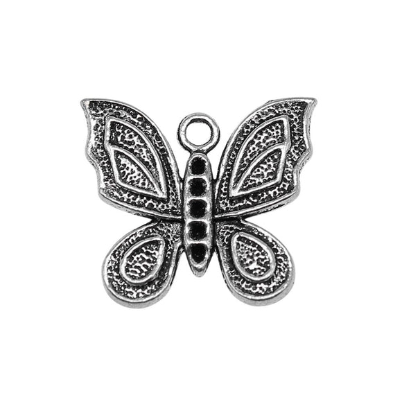 WYSIWYG 10pcs 24x22mm Butterfly Charms Antique Silver Color Pendant Charms Jewelry Findings For Jewelry Making