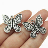 WYSIWYG 10pcs 24x22mm Butterfly Charms Antique Silver Color Pendant Charms Jewelry Findings For Jewelry Making