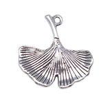 WYSIWYG 10pcs 24x23mm Antique Silver Color &amp; KC Gold Color Gingko Leaf Charm Pendants Ginkgo Biloba Leaf Pendant
