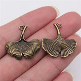 WYSIWYG 10pcs 24x23mm Antique Silver Color &amp; KC Gold Color Gingko Leaf Charm Pendants Ginkgo Biloba Leaf Pendant