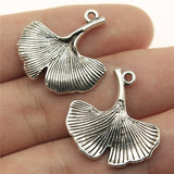 WYSIWYG 10pcs 24x23mm Antique Silver Color &amp; KC Gold Color Gingko Leaf Charm Pendants Ginkgo Biloba Leaf Pendant