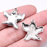 WYSIWYG 10pcs 24x23mm Halloween Ghost Charms For Jewelry Making Antique Silver Plated Antique Bronze Color Jewelry Findings