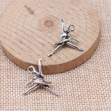 WYSIWYG 10pcs 24x24mm Antique Silver Color 3D Ballerina Charms For Jewelry Making