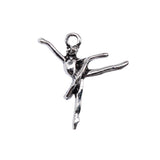 WYSIWYG 10pcs 24x24mm Antique Silver Color 3D Ballerina Charms For Jewelry Making