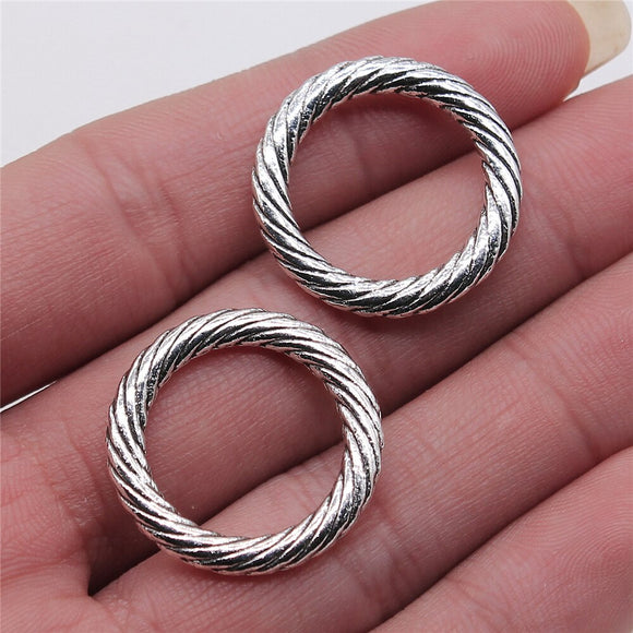 WYSIWYG 10pcs 24x24mm Ring Pendant Charms Antique Silver Color For Jewelry Making Zinc Alloy Jewelry Findings