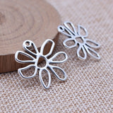 WYSIWYG 10pcs 24x25mm Antique Silver Color Irregular Openwork Flower Charms Pendant For DIY Jewelry Making