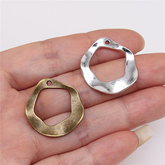 WYSIWYG 10pcs 24x25mm Charm Earrings Connection For Jewelry Making Irregular Circle For Earring Making 2 Colors