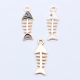WYSIWYG 10pcs 24x8.4mm 2 Colors Enamel Fish Bone Charms Pendant For DIY Jewelry Making Handmade Jewelry Craft Findings