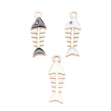 WYSIWYG 10pcs 24x8.4mm 2 Colors Enamel Fish Bone Charms Pendant For DIY Jewelry Making Handmade Jewelry Craft Findings