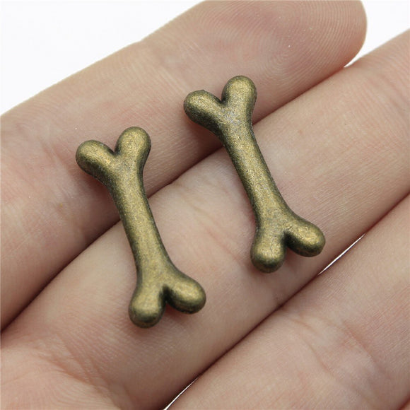 WYSIWYG 10pcs 24x9mm Bone Charms For Jewelry Making Antique Bronze Color Charms Pendants Jewelry Accessories