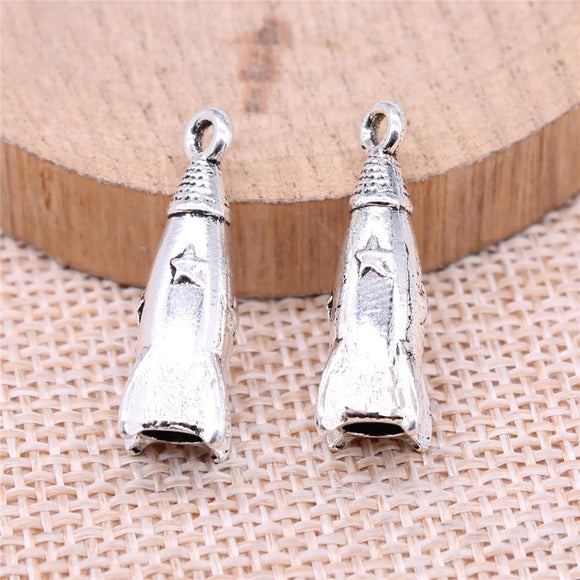 WYSIWYG 10pcs 24x9x9mm 3D Rocket Charms For Jewelry Making Jewelry Accessories Antique Silver Plated Antique Bronze Plated