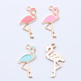 WYSIWYG 10pcs 25.5x13mm 4 Colors Enamel Flamingo Charms Pendant For DIY Jewelry Making Handmade Jewelry Craft Findings