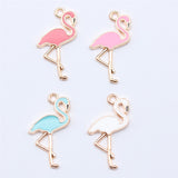 WYSIWYG 10pcs 25.5x13mm 4 Colors Enamel Flamingo Charms Pendant For DIY Jewelry Making Handmade Jewelry Craft Findings