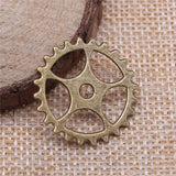 WYSIWYG 10pcs 25mm Gear Charms For Jewelry Making Antique Bronze Color Charms Pendants Jewelry Accessories