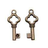 WYSIWYG 10pcs 25mm Key Charms For Jewelry Making Antique Bronze Color Charms Pendants Jewelry Accessories