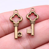 WYSIWYG 10pcs 25mm Key Charms For Jewelry Making Antique Bronze Color Charms Pendants Jewelry Accessories