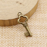 WYSIWYG 10pcs 25mm Key Charms For Jewelry Making Antique Bronze Color Charms Pendants Jewelry Accessories