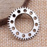 WYSIWYG 10pcs 25mm Pendant Steampunk Gear Steampunk Gear Charm Pendants For Jewelry Making Antique Silver Color Gear Pendants