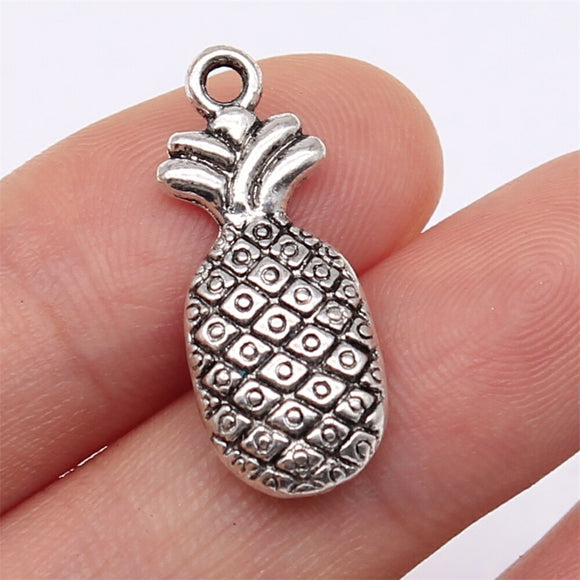 WYSIWYG 10pcs 25x10mm Pineapple Pendant Charms Antique Silver Color For Jewelry Making Zinc Alloy Jewelry Findings