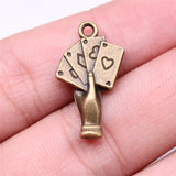 WYSIWYG 10pcs 25x12mm Poker Cards Charms For Jewelry Making Antique Bronze Color Charms Pendants Jewelry Accessories