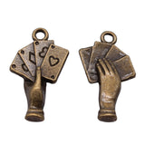 WYSIWYG 10pcs 25x12mm Poker Cards Charms For Jewelry Making Antique Bronze Color Charms Pendants Jewelry Accessories