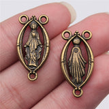 10pcs 25x13mm Antique Silver Color Antique Bronze Color Virgin Mary Connector Charms For Jewelry Making ef4347
