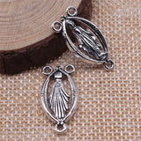 10pcs 25x13mm Antique Silver Color Antique Bronze Color Virgin Mary Connector Charms For Jewelry Making ef4347
