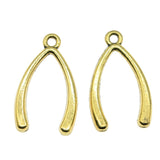 WYSIWYG 10pcs 25x14mm 2 Colors Antique Gold Color Antique Silver Color Wishbone Pendant Charm Wishbone Good Luck Charm