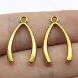 WYSIWYG 10pcs 25x14mm 2 Colors Antique Gold Color Antique Silver Color Wishbone Pendant Charm Wishbone Good Luck Charm
