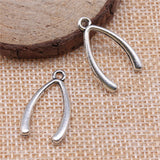 WYSIWYG 10pcs 25x14mm 2 Colors Antique Gold Color Antique Silver Color Wishbone Pendant Charm Wishbone Good Luck Charm
