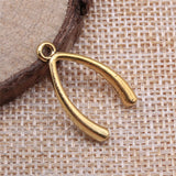 WYSIWYG 10pcs 25x14mm 2 Colors Antique Gold Color Antique Silver Color Wishbone Pendant Charm Wishbone Good Luck Charm