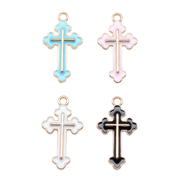 WYSIWYG 10pcs 25x14mm 4 Colors Enamel Cross Charms Pendant For DIY Jewelry Making Handmade Jewelry Craft Findings