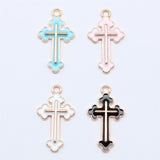 WYSIWYG 10pcs 25x14mm 4 Colors Enamel Cross Charms Pendant For DIY Jewelry Making Handmade Jewelry Craft Findings