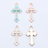 WYSIWYG 10pcs 25x14mm 4 Colors Enamel Cross Charms Pendant For DIY Jewelry Making Handmade Jewelry Craft Findings