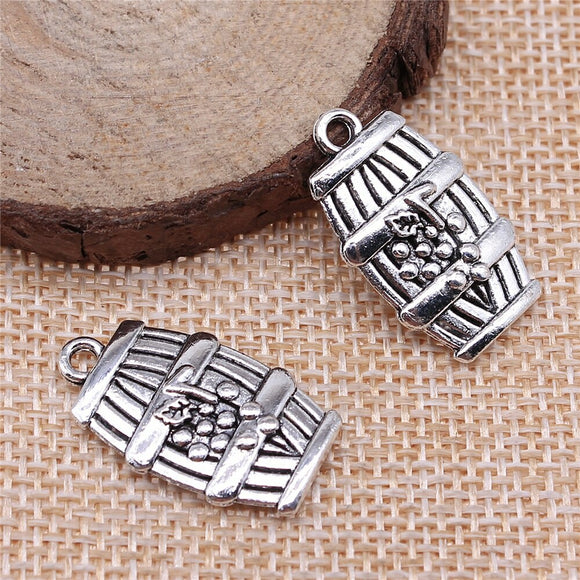 WYSIWYG 10pcs 25x14mm Wine Barrel Charms For Jewelry Making DIY Jewelry Findings Antique Silver Color Antique Bronze Color