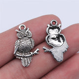WYSIWYG 10pcs 25x15mm Antique Silver Color Antique Bronze Owl Charms Pendant For Jewelry Making DIY Jewelry Findings
