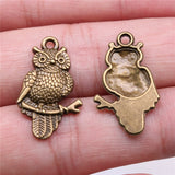 WYSIWYG 10pcs 25x15mm Antique Silver Color Antique Bronze Owl Charms Pendant For Jewelry Making DIY Jewelry Findings